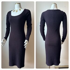 WILFRED FREE Ribbed Long Sleeve Fitted Sweater Dress